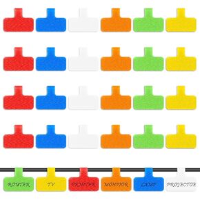 24 PCS Wire Labels, Ymapinc Cable Cord Labels Large Size for Organizing Wires and Identify Multicolored Handwriting Cable Tags Cable Labels, Reusable with Multiple Uses