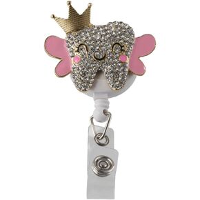 okhobby Diamond Teeth Retractable ID Card Holder, Badge Scroll Buckle ID Card Buckle
