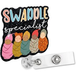 Sonographer in Progress Retractable Glitter Irregular Badge Reel with Alligator Clip, Funny Badge Holder Gift for Ultrasound Technician Sonography Diagnostic RDMS Maternity Doctor Nurse