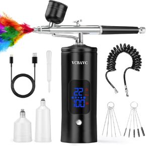Airbrush Kit with Compressor 48PSI High-Pressure, Non-Clogging Air Brush Set Cordless Rechargeable with 0.3mm Nozzle and Cleaning Brush for Nail Art, Makeup, Painting, and Cake Decorating