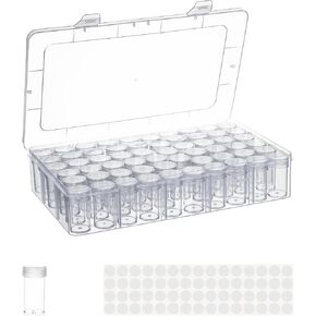 Yebeauty Plastic Diamond Painting Storage Box, 1 Pack 24 Grids Diamond Painting Art Accessories Storage Containers, Clear Bead Box Organizer Storage Case with Label for Jewelry Nail Art Crafts
