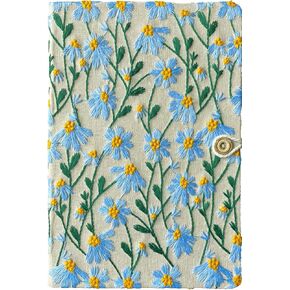 Daisy Gifts, Embroidered Journal, Sketchbook Journal, Floral Notebook, A5, 8"x6", Plain Notebook, Hardcover, Lay Flat, Pretty Journal for Women, Personal Journal, White Daisy