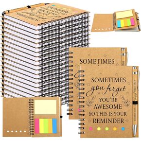 Yeaqee 100 Pcs Employee Appreciation Gifts and Church Christian Gifts Set Include 50 Pcs Spiral Notebooks 50 Pcs Employee Bible Pens for Adults Party Favors(Motivational Style)
