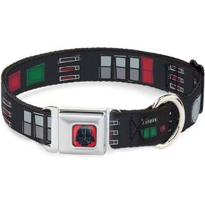 Dog Collar Seatbelt Buckle Star Wars Darth Vader Utility Belt Bounding3 Black Grays Reds 16 to 23 Inches 1.5 Inch Wide