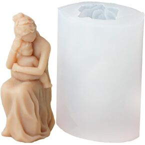 Sculpted Mother and Child Candle Mold Mom Carving Silicone Mold for Soap Soy Wax Epoxy Resin DIY Handcraft Party Dinner Decoration Mother's Day Birthday Gift (Seated)