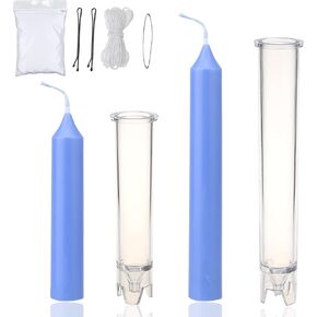 MILIVIXAY 2PCS Taper Candle Molds - Pillar Candle Molds - Perfect for Making Emergency Candles, Chime Candles, Table Candles-Including 30 Ft Wicks,1pc Wire and 2pc Wick Clips.
