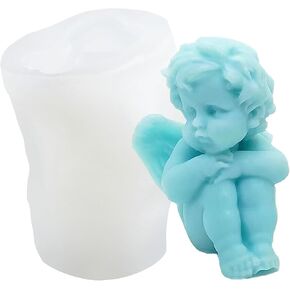 3D Angel Candle Mold Angel Silicone Candle Mold Baby Cupid Angel Silicone Mold for Candle Making Resin Aromatherapy Gypsum Wax Clay Craft