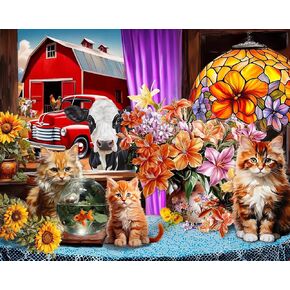 Springbok Farmhouse View 500 Piece Puzzle for Adults - Features a Colorful and Quaint Farmhouse Window View