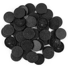 100pcs قواعد مصغرة+120pcs لاصق ، 25 ملم أو 0.98 بوصة مستديرة قواعد طراز بلاستيكي أسود للألعاب لعبة طاولة الحرب القابلة للتحصيل أو لعبة Wargames Board