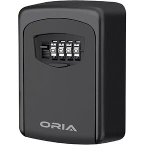 ORIA Key Storage Lock Box, Key Lock Box for Outside, 4 Digit Combination Lock Box for House Keys, Wall Mounted Lock Box Key Hider, Re-settable Code, 5 Key Capacity, 4.7 inch, Silver, No Shackle