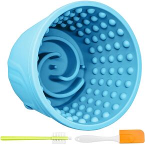 Dog Slow Feeder Lick Bowl, Slow Dog Eating Bowl, Anxiety Relief Dog Licking Mat Treat Dispenser, Non-Slip Dog Slow Feeder Bowl for Medium Large Breed Dogs Blue