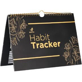 Habit Tracker Calendar: 24-Month Goal Planner with 120GSM Paper and Metallic Spiral - Track Daily, Weekly, and Monthly Tasks in Style with Inspiring Quotes and Gold Pressed Matte Cover(Black