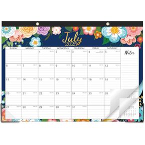 2025-2026 Desk Calendar - Desk Calendar 2025-2026 from JUL.2025 - DEC.2026, 17" x 12", 18 Monthly Desk/Wall Calendar 2-in-1, Thick Paper with 2 Corner Protectors, Large Unruled Blocks - Blue Floral