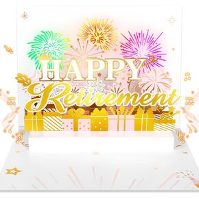 3D Retirement Card for Woman, Retirement Gift for Men, Happy Retirement Party Decoration, Funny Retirement Gift for Woman, Pop up Retirement Card for Man, Musical Lighted Retirement Card for Coworker