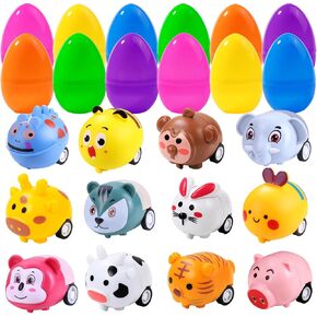 12pcs prected eggs Easter Eggs with Pull Back Car Toys ، و Mini Race Cars Homps for Kids Party Forms Stuffers for Boy Girl Holiday School School Justs Goodie Bags Fulers