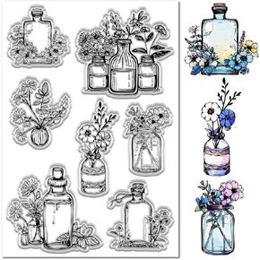 CRASPIRE Ink Bottles Clear Stamps Bottles Rubber Stamp Silicone Transparent Reusable Vintage Pen Inkpots Decorative Paper Stamp Seal for Scrapbooking Album Photo Handmade Card Making DIY Crafts Decor