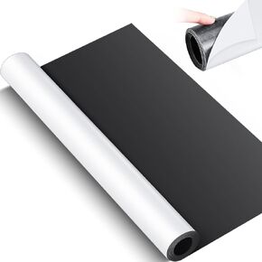 12 Inch x 5 ft Extra Large Adhesive Magnetic Sheet Roll Not Printable Adhesive Backing Cut and Customize Flexible Sheet Blank White Surface Magnetic Sign for Craft Photo Craft Office, Glossy