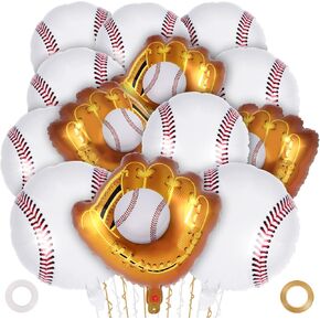 13 PCS Baseball Balloons ، 20 بوصة بيسبول قفاز البالونات مايلر ، والبالونات الحفلات ذات طابع البيسبول.