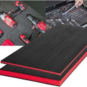 Tool Box Foam 2Pack 1pc 48x24x2in & 1pc 48x24x1in, Foam Inserts for Cases, Polyethylene Storage Sheets for Toolbox Hard Case, Tool Shadow Insert, Kaizen Organizer