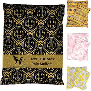 Hawk Poly Mailers 6x9 Cute Floral Heavy Duty 3.15mil Tamper-Evident & Self-Sealing Shipping Envelopes for Small Businesses Printed Waterproof Mailing Bags Non Padded (Sunflower Symphony, 6x9)
