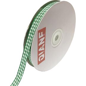 QIANF 3/8 Inch Wide Gingham Woven Edge Ribbon, Checkered Craft, 50 Yards Long Per Spool(Navy)