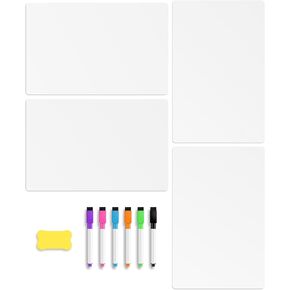 4 Pack Magnetic Dry Erase Board for Fridge,Refrigerator Magnet Whiteboard for Home Kitchen Organizer and Planner,12"x8",Include 6 Markers,1 Eraser