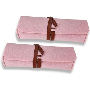meori Felt Pencil Pouch with Artistic Vegan Leather Closure, Stylish Modern Design Durable (Heather Grey, 2 Pack)