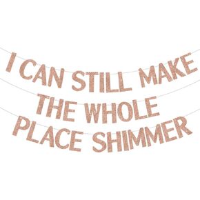 BEISHIDA Pink I Can Still Make the Whole Place Shimmer Banner,NO DIY,Pink Glitter Birthday Party Decorations,Singer Birthday Banner, Birthday Party Supplies
