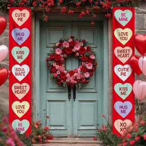 KatchOn, Conversation Hearts Valentines Door Banner - 72x12 Inch | Valentines Day Banner, Conversation Hearts Decorations, Valentines Day Decorations | Valentines Banner, Valentines Door Decorations