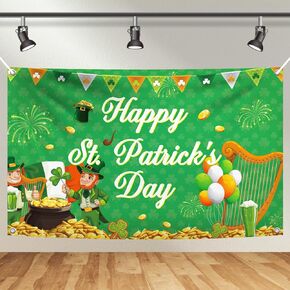YQUQWN St Patrick's Day Banner Backdrop Happy St Patricks Day Banner St Patricks Day Backdrop for Photography St Patricks Day Decorations Saint Patricks Day Banner for Shamrock Decorations 5×3FT