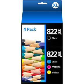822XL Ink Cartridges Replacement for Epson 822XL Ink Cartridges for Epson 822 822 XL for Epson 822XL Ink Cartridges Combo Pack to use with Pro WF-3820 WF-4820 WF-4830 WF-4833 Printer（4 Pack）