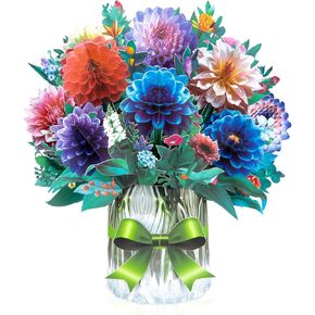 Peony Vase Big Pop Up ، بطاقات تحية باقة من زهرة الورق البالغة بحجم 13 بوصة مع بطاقة ومغلف فارغة in Kuwait