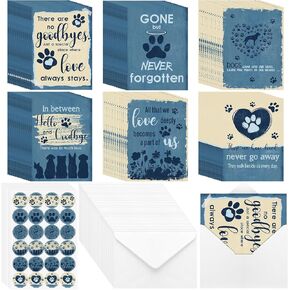Geyoga 36 Sets Pet Sympathy Cards for Dogs Cats with Envelopes and Stickers, Loss of Dog Condolence Cards Bulk, Thoughtful Bereavement Sympathy Gifts for Loss of Beloved Pet(Stylish)