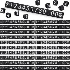 Qunclay 50 Sets Price Display Cube Number Letter Price Tag Cube Blocks Adjustable Dollar Display Stand Small Counter Kit for Jewelry Retail Vending Machine Shop Signs(Black, White)