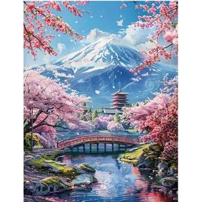 Mount Fuji 5D Diamond Painting, Landscape Diamond Art Kits for Adults, DIY Diamond Painting Adult Crafts Kits for Beginner Gift and Home Wall Decor 12x16 Inch