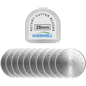 28mm Rotary Cutter Blades, 10 Pack, Fits OLFA, Fiskars, Martelli, Dremel, Truecut, Sharp and Durable, Japanese SKS-7 Steel, Tungsten Alloy