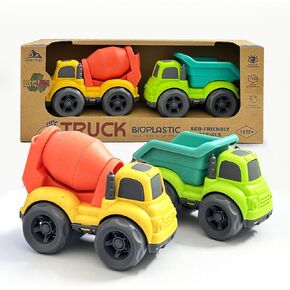 Toddler Car Toys for 1-3 Year Old, 4 Pcs Dump Truck Toys and Mixer Cement,BPA Free Outdoor Toys for Toddlers,Christmas Birthday Gifts for Toddler Boy Girl 3-4