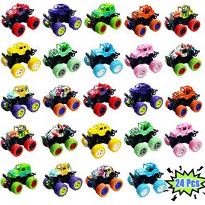 24 Packs Monster Trucks Toys for Boys Age 4-7, Friction Powered Push and Go Car Toys, Inertia Vehicle Set, Pull Back Cars, Party Favors Classroom Prizes for Kids Boys Girls Birthday Gift