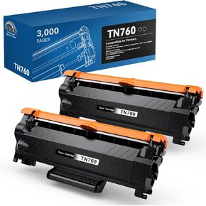 TN760 TN-760 Toner Cartridge Replacement for Brother High Yield TN-730 TN730 Toners, Compatible with DCP-L2550DW HL-L2350DW HL-L2370DW HL-L2390DW HL-L2395DW MFC-L2750DW MFC-l2710DW (2 Black)