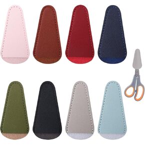 أغطية طرف مقص 8pcs ، غمد مقص جلدي ملون خياطة ملونة.