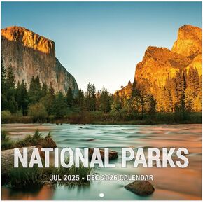 Calendar 2025-2026 - JUL 2025 - DEC 2026, Wall Calendar, 2025-2026 Calendar, 12'' × 24''(Open), Wall Calendar 2025-2026 with Thick Paper, Large Blocks, Hanging Holes, National Parks Wall Calendar