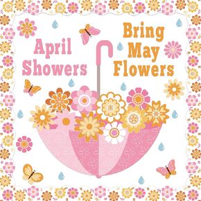 Spring Classroom Bulletin Board Decorations April Showers Bring May Flowers Bulletin Board Set Boho Spring Flowers Paper Cutouts for Teacher Classroom School Home Kindergarten Supplies