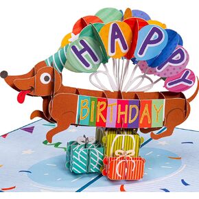 Paper Love 3D Pop Up Birthday Card, Birthday Dog, For Unisex Kids and Adults, 5" x 7" Cover - Includes Envelope and Note Tag