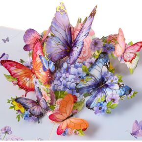 LoveEcho Birthday Card, Gradient Violet Butterfly Pop-Up Card with Gold-Embossed Wings, 5x7-3D Greeting Card with Note Card & Envelope for Birthday, Anniversary, Thank You, Thanksgiving, Christmas, Get Well, Thinking of You, Congrats, or Any Occasionfor H