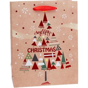 Boston International Gift Bag Christmas Holiday Gifting Paper Bags with Handles, Medium, Merry Christmas Tree