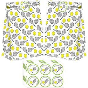 24 Pack Tennis Party Candy Favor Bags with Stickers, Tennis Goodie Gift Treat Bags Tennis Themed Birthday Party Supplies