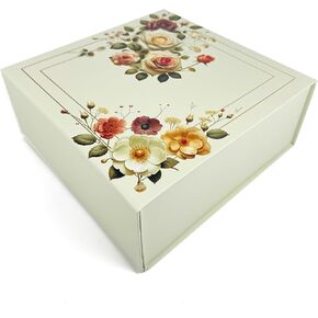 VIONAMI Floral Designed Gift Box – 9.25x9.25x3.75 Inches Gift Boxes for Presents, Decorative Packaging for Birthday Gifts With Magnetic Lid Closure, Luxury Gift Box for Wedding, Bridesmaid (1 Unit)