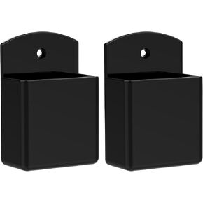 DRQ 2pc Adhesive Remote Control Holder, Wall Mount TV Controller Holder, TV Remote Organizer, Wall Pen Holder Desk Accessories Storage for Home Office School, Black