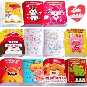 54pcs كتاب تلوين عيد الحب للأطفال-عيد ميلاده في لعبة Goodie Bag Stuffer Filler School Scholar Scholar Scholar Form