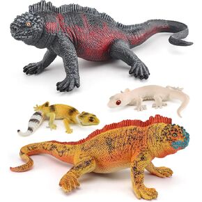 ATRALO خدمة الزواحف نموذج الحيوانات playsets 4 أجهزة الكمبيوتر السحالي Chamleon Figure Party Toys Toys Toppers Histrich Histrid